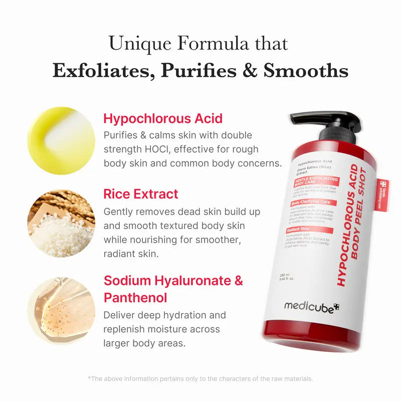 medicube body care formula exfoliates purifies and smooths